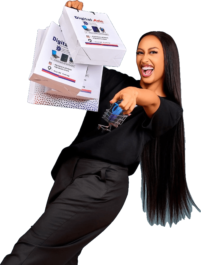 Digital Axis team member with shopping bags