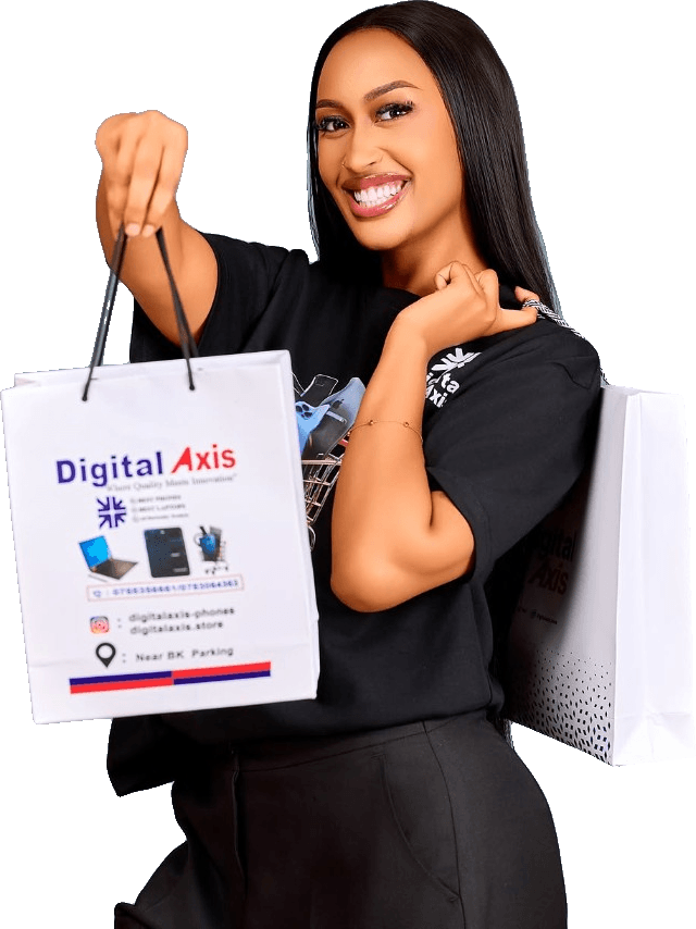 Digital Axis team member handing over a shopping bag