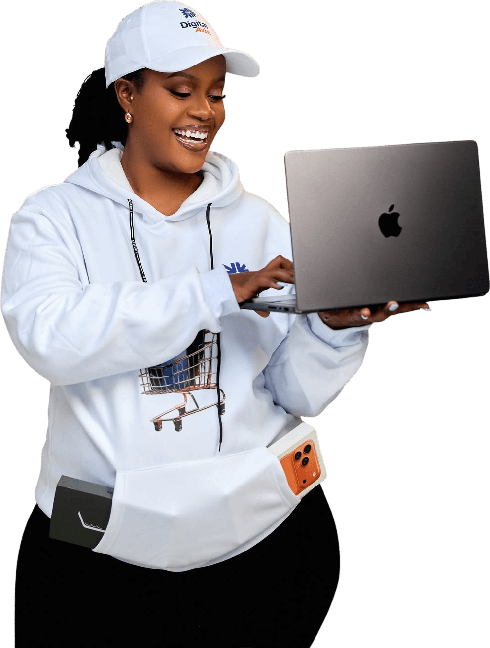 Digital Axis customer with a MacBook